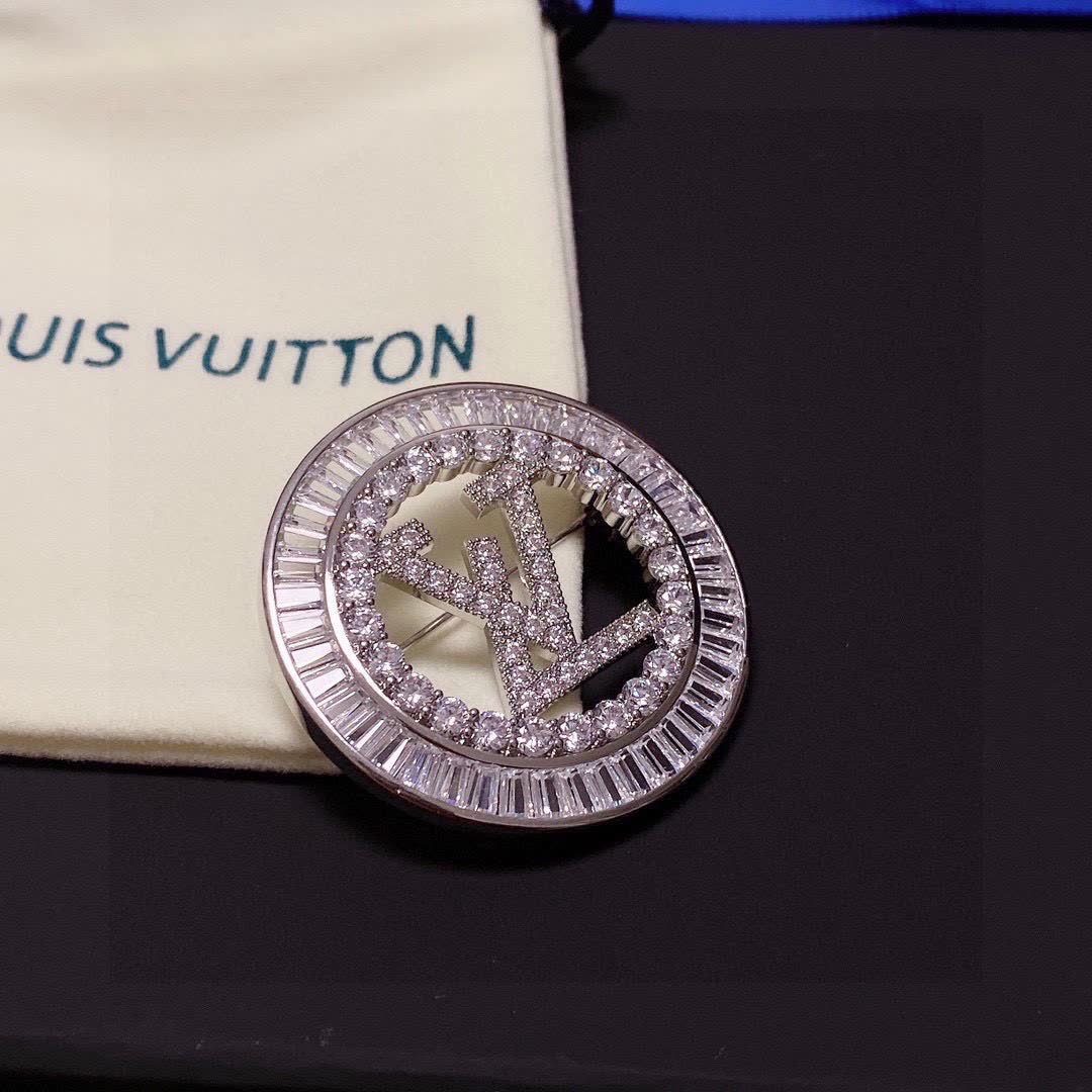 Louis Vuitton Crystal Logo Brooch